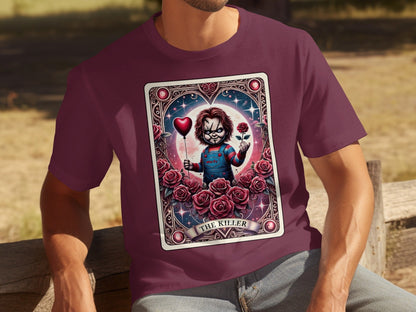 Chucky The Killer Rose Heart Card Men's T-Shirt