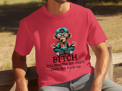 Zen Monkey Graphic Tee with Funny Text T-shirt