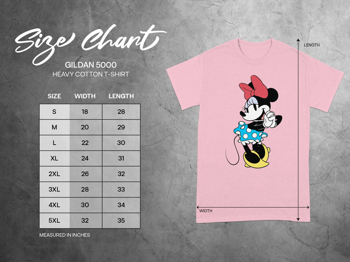 GILDAN 5000 Minnie Mouse Size Chart Measured in Inches T-Shirt product type