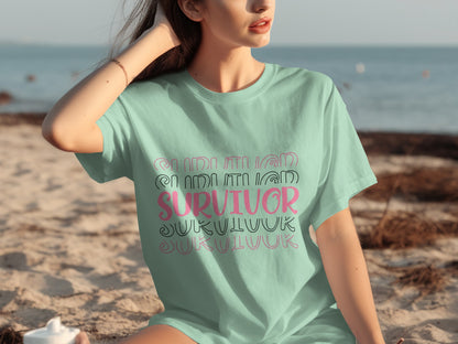 Survivor Graphic Tee with Repeating Pattern Product