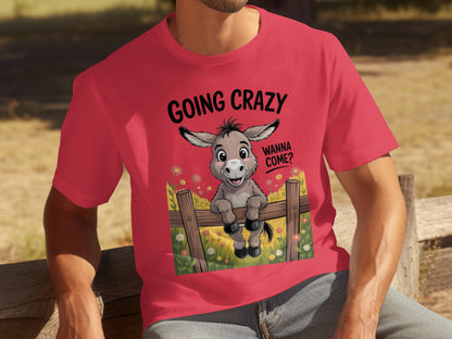 Cute Donkey Going Crazy Wanna Come T-shirt