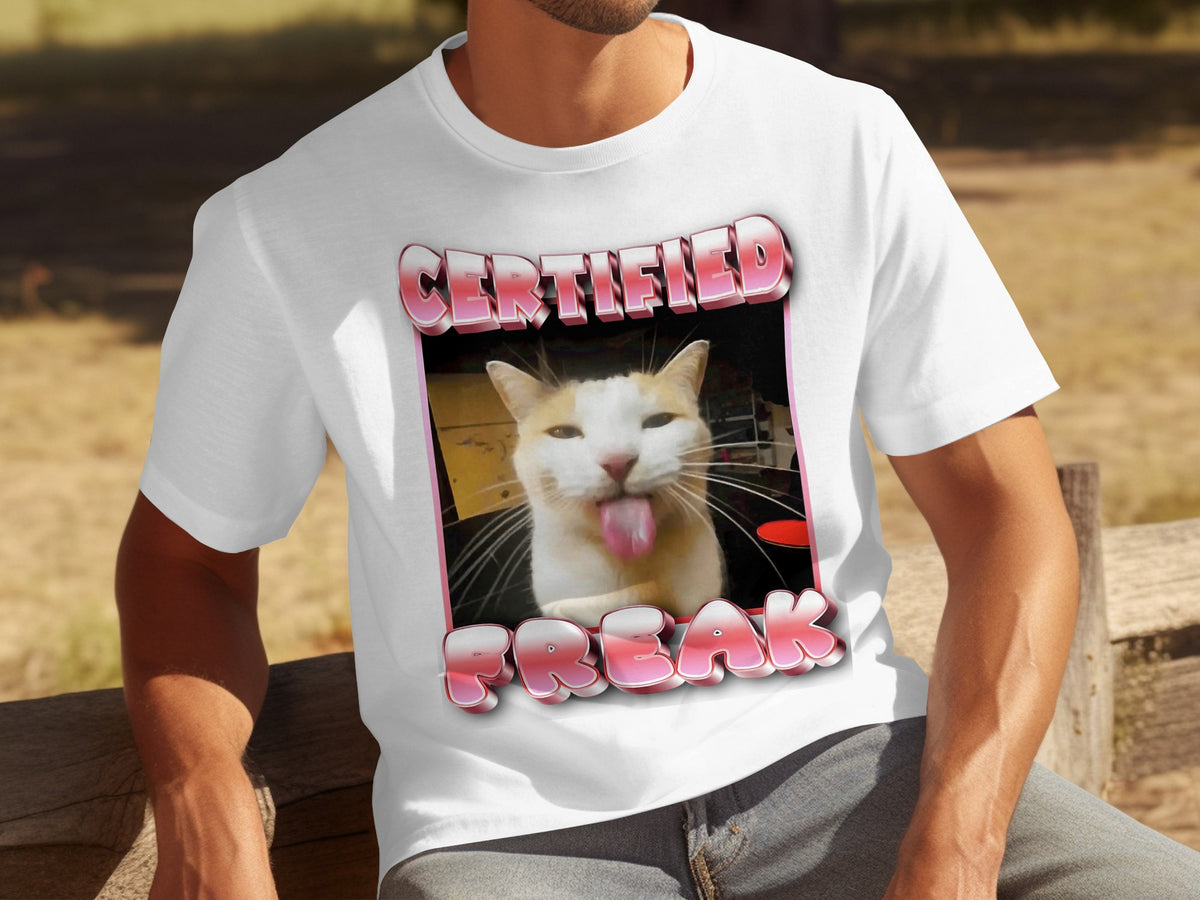 Certified Freak Cat Meme Graphic Tee Shirt