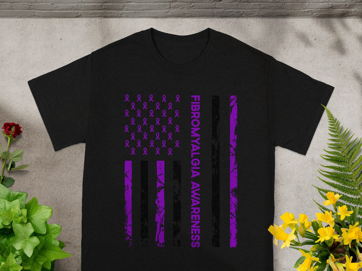 Fibromyalgia Awareness Black T-Shirt for Charity