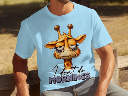 I Don't Do Mornings Funny Giraffe Graphic T-Shirt