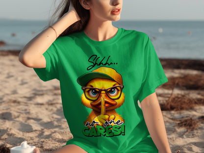Shhh... No One Cares Funny Duck Graphic T-Shirt