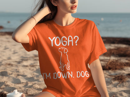 Yoga? I'm Down Dog Funny Yoga T-Shirt Product