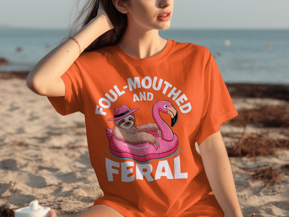 Foul-Mouthed and Feral Sloth Flamingo Funny Shirt