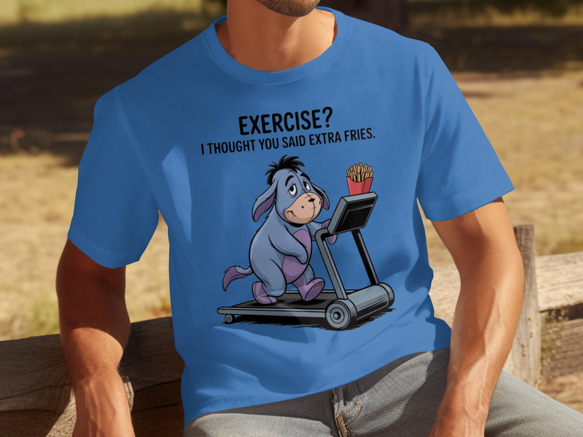 Funny Eeyore Exercise Extra Fries Treadmill T-shirt