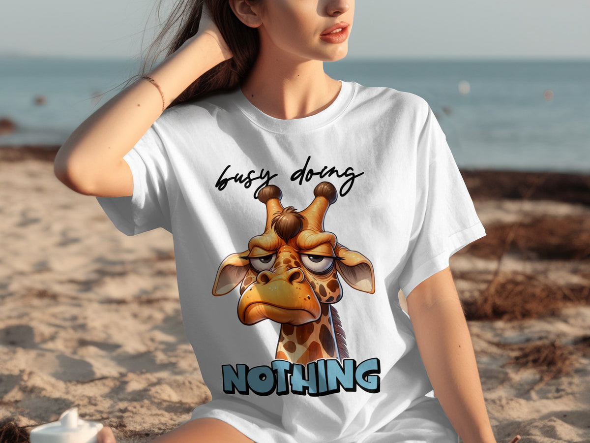 Busy Doing Nothing Giraffe Graphic T-Shirt
