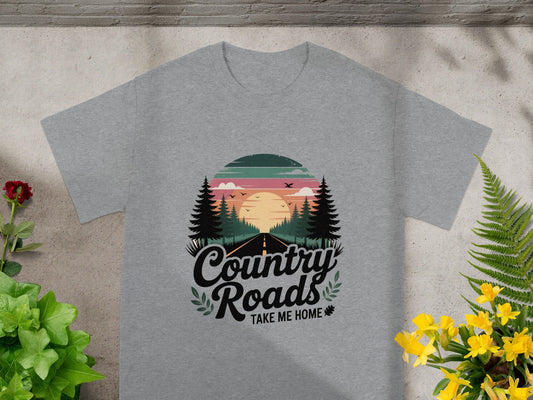 Country Roads Take Me Home Scenic Graphic Tee Shirt