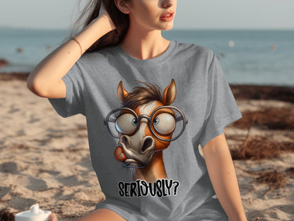 Funny Horse with Glasses Seriously? T-shirt Product
