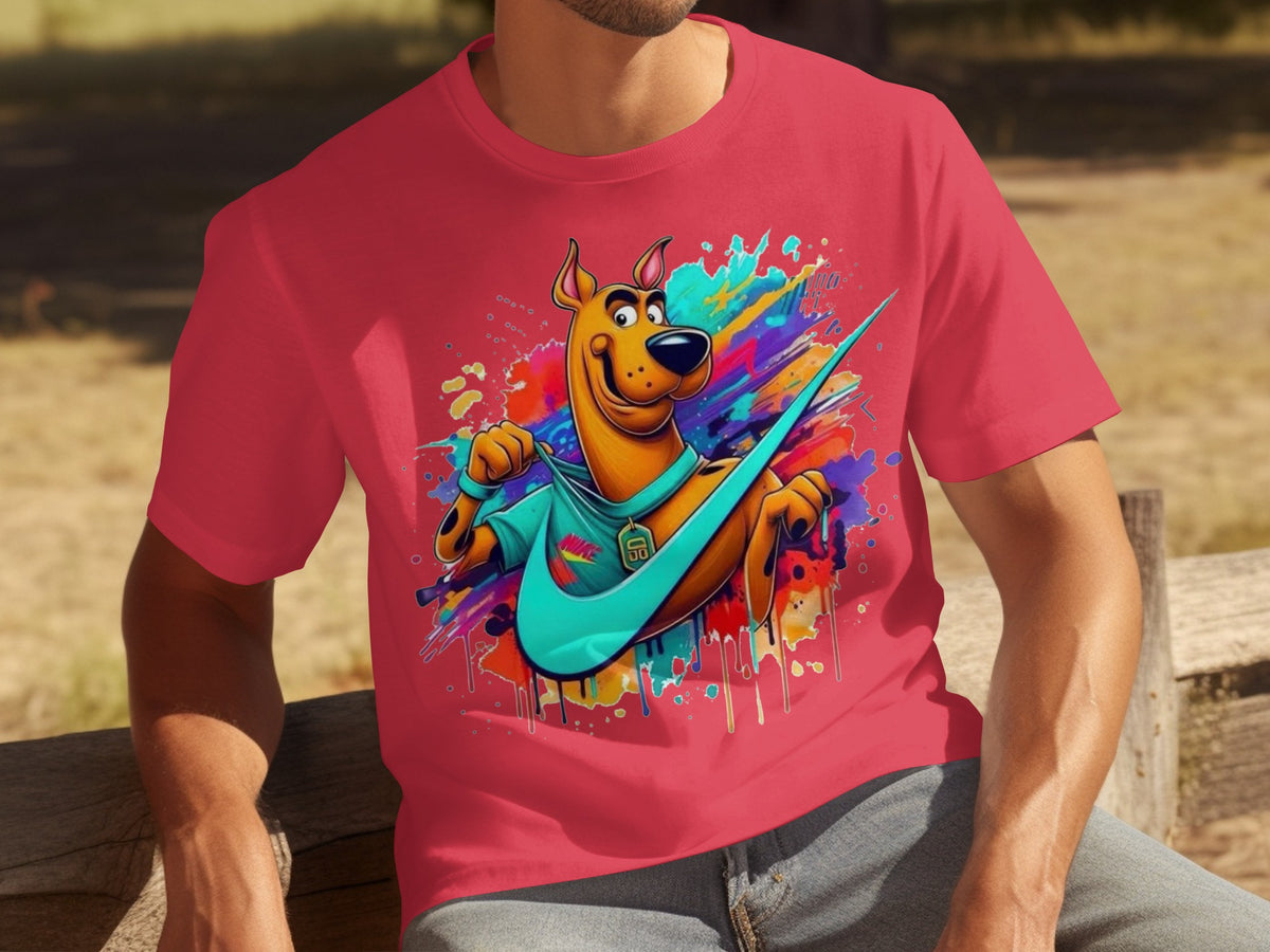 Colorful Cartoon Dog Graphic T-Shirt for Everyday Wear