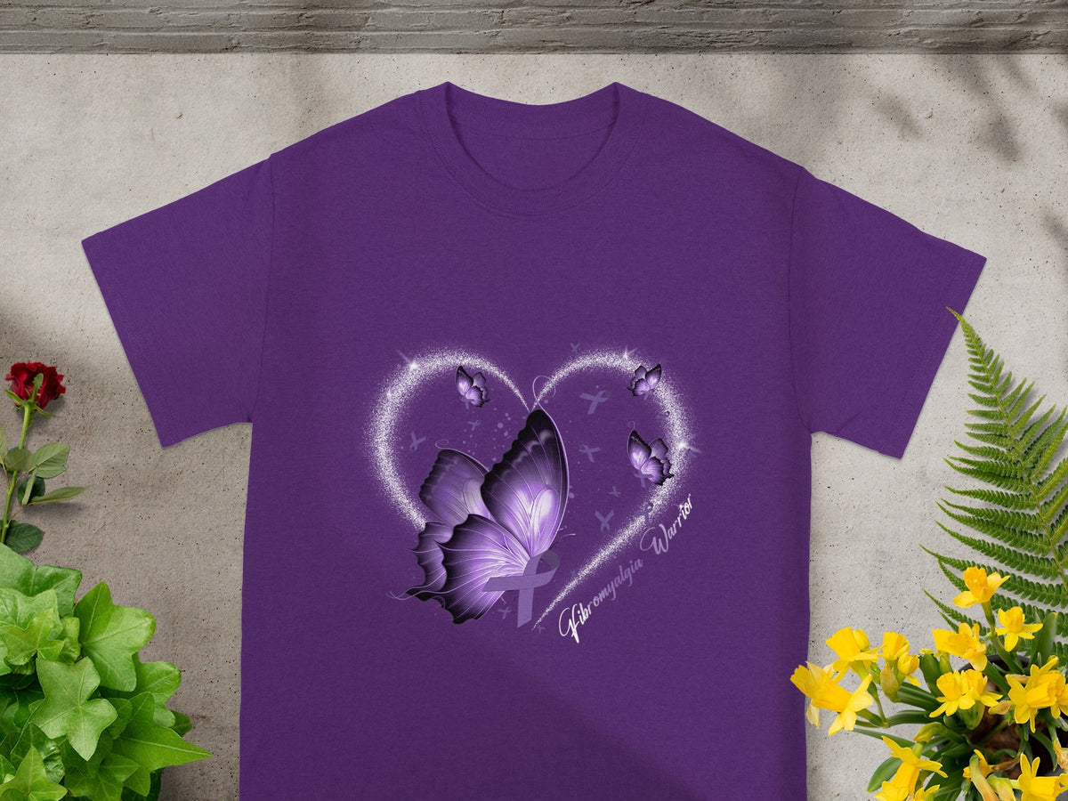 Fibromyalgia Warrior Purple Butterfly T-shirt
