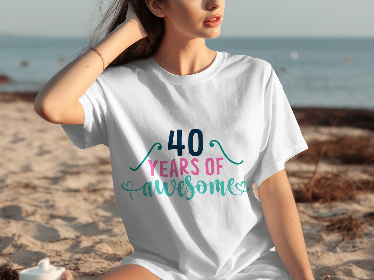 40 Years of Awesome Celebration T-shirt for Beach Days
