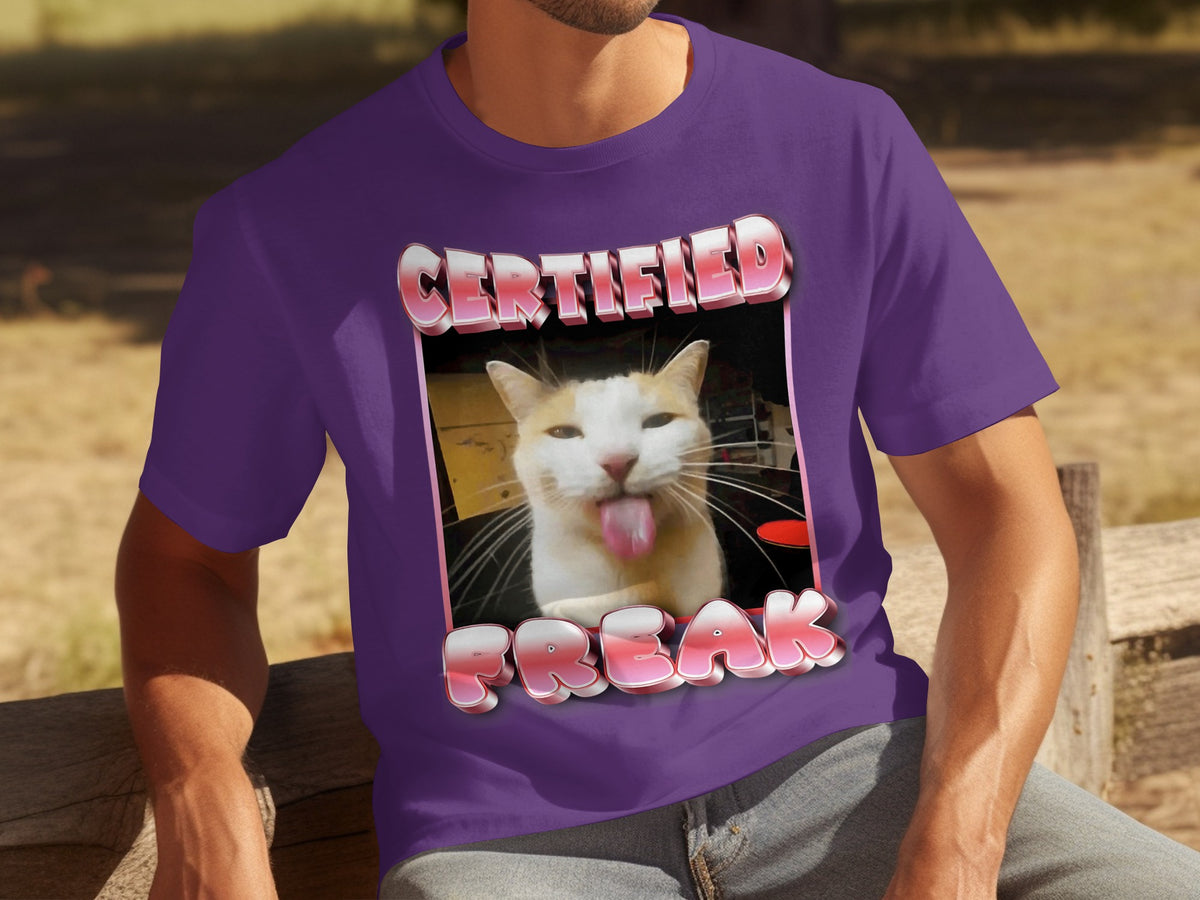 Funny Certified Freak Cat Graphic T-shirt Design