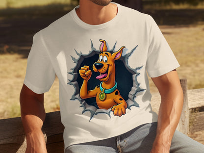 Cartoon Dog Breaking Wall Graphic Tee Shirt Product