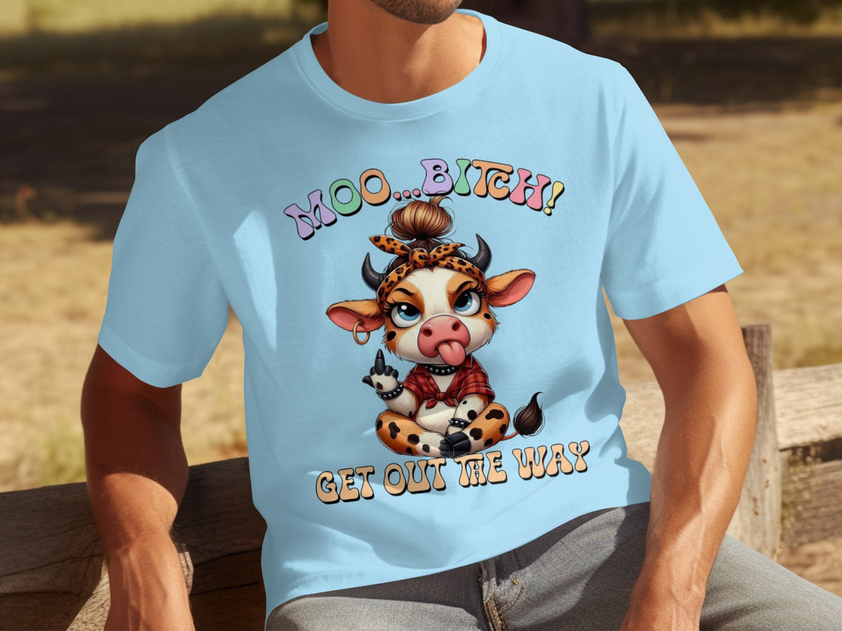Humorous Get Out Me Way Cute Cow Design T-Shirt