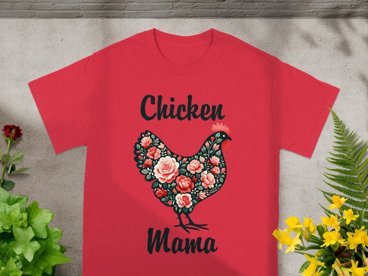 Chicken Mama Floral Design Graphic T-shirt