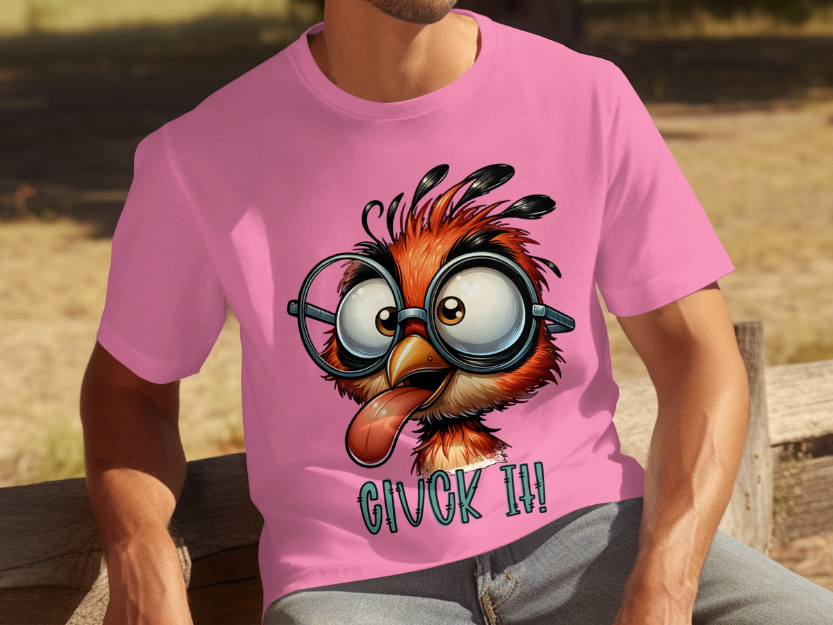 Funny Cartoon Bird with Glasses Guck It T-shirt