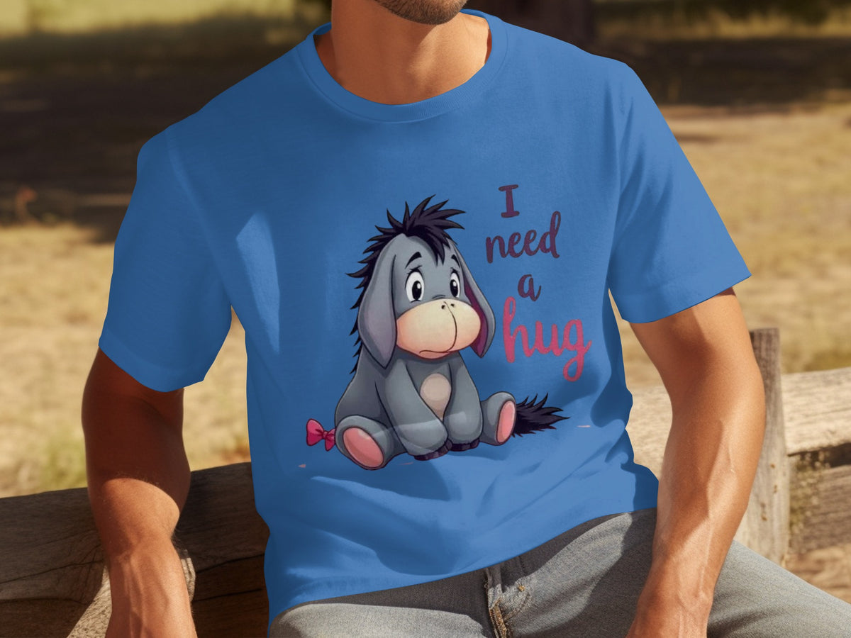 I Need a Hug T-shirt with Cute Cartoon Print