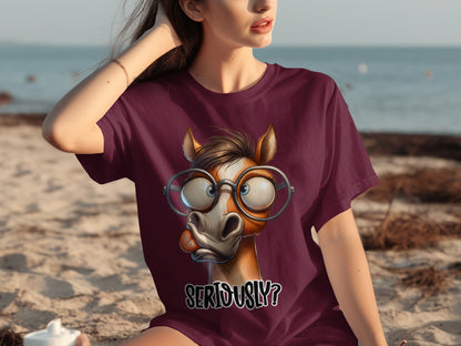 Funny Seriously Horse With Glasses Graphic T-shirt