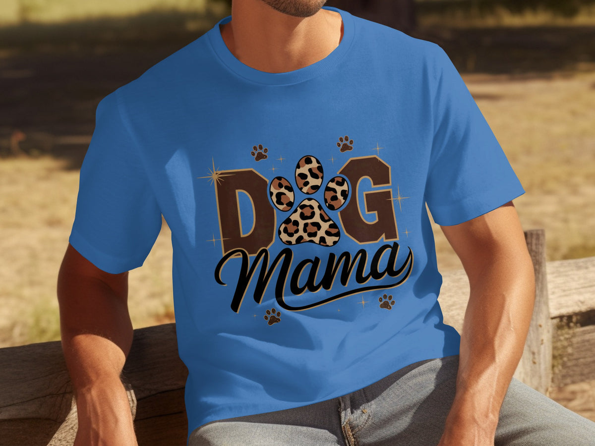 Dog Mama Shirt with Leopard Print Paw Design