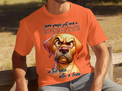 High-Five in the Face with a Chair Funny Dog T-Shirt