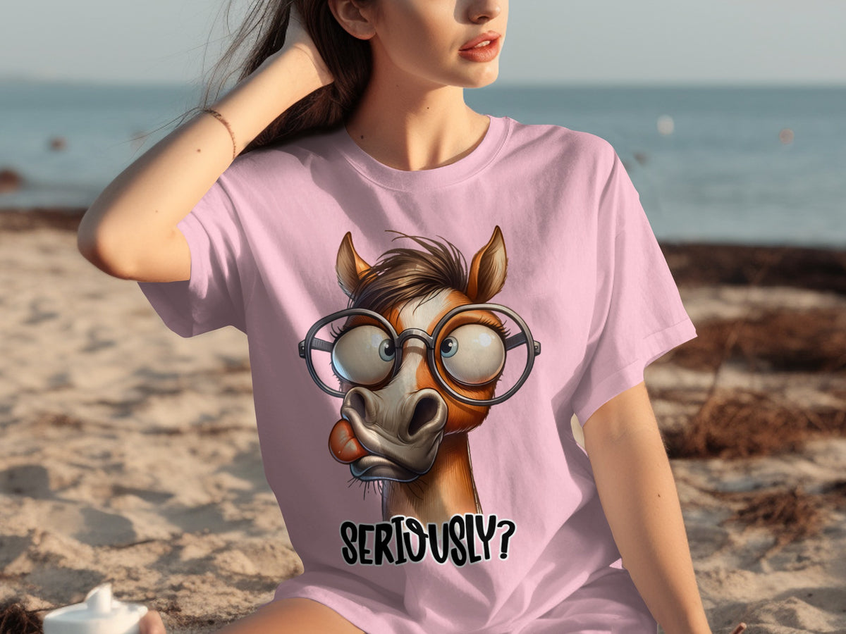 Funny Horse Cartoon Glasses Seriously T-Shirt