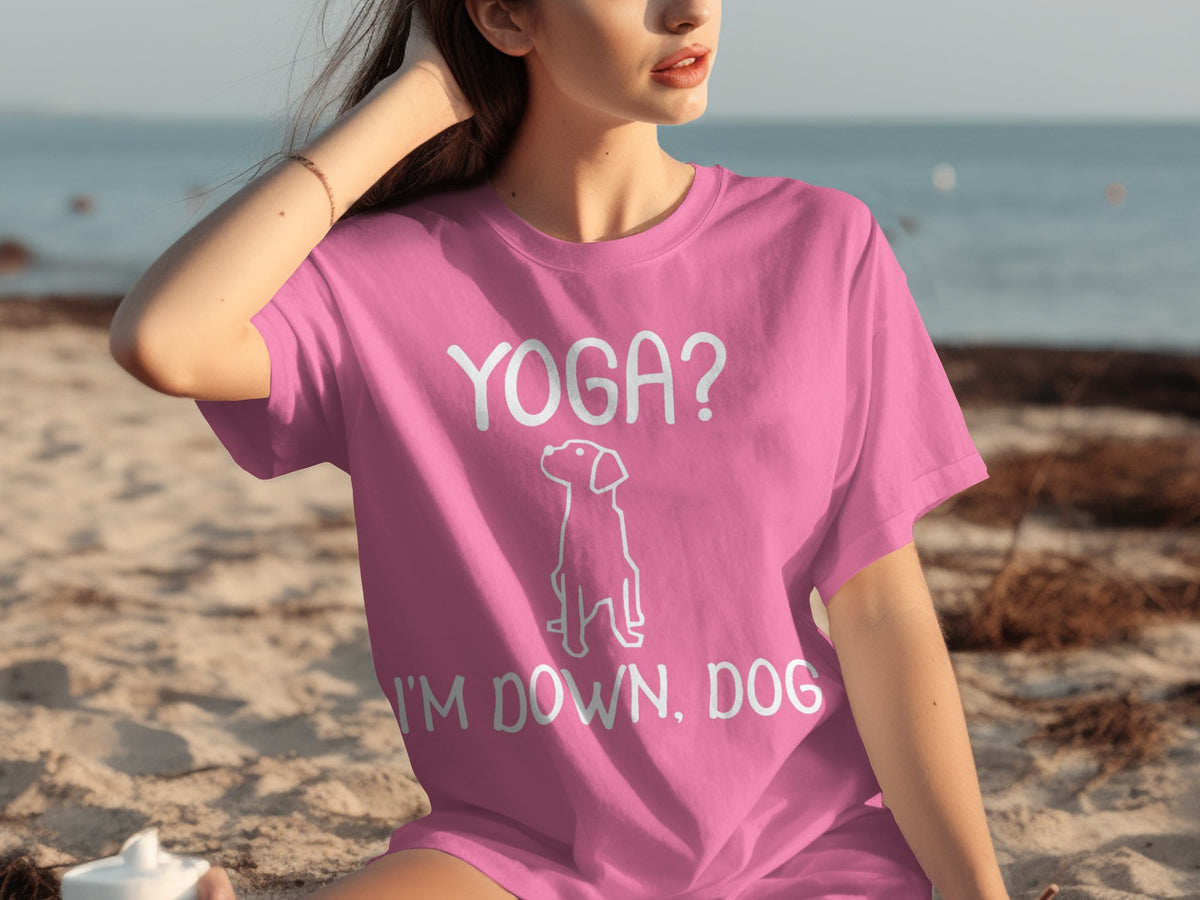 Pink Shirt with Yoga I'm Down Dog Graphic Tshirt