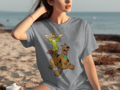Scooby-Doo and Shaggy Cartoon Print T-Shirt