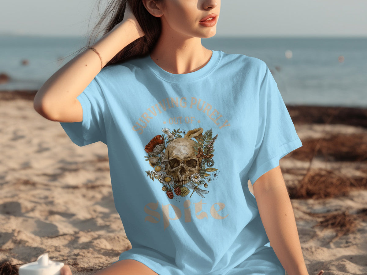Surviving Purely Out of Spite Skull Graphic T-Shirt