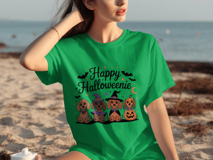Happy Halloweenie Dachshund Graphic Tee Shirt