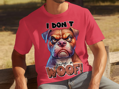 I Don't Give a Woof Funny Bulldog Graphic Tee