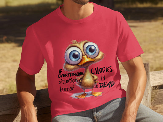 Funny Overthinking Burns Calories Cartoon Bird Shirt