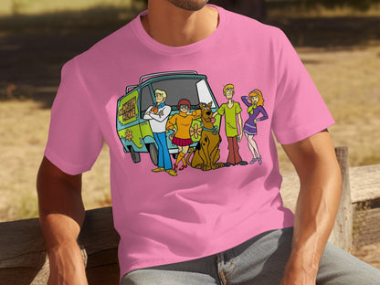 Mystery Machine gang pink t-shirt