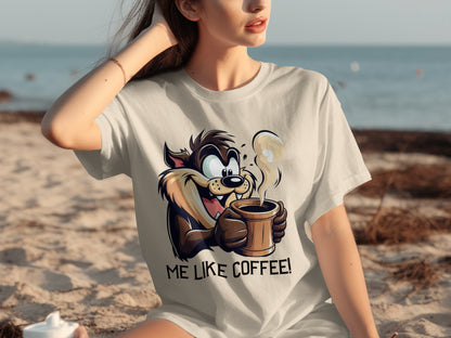 Me Like Coffee Cartoon Character T-Shirt