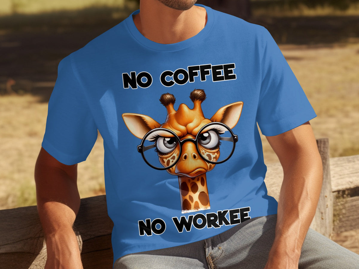 No Coffee No Workee Funny Giraffe Graphic T-shirt