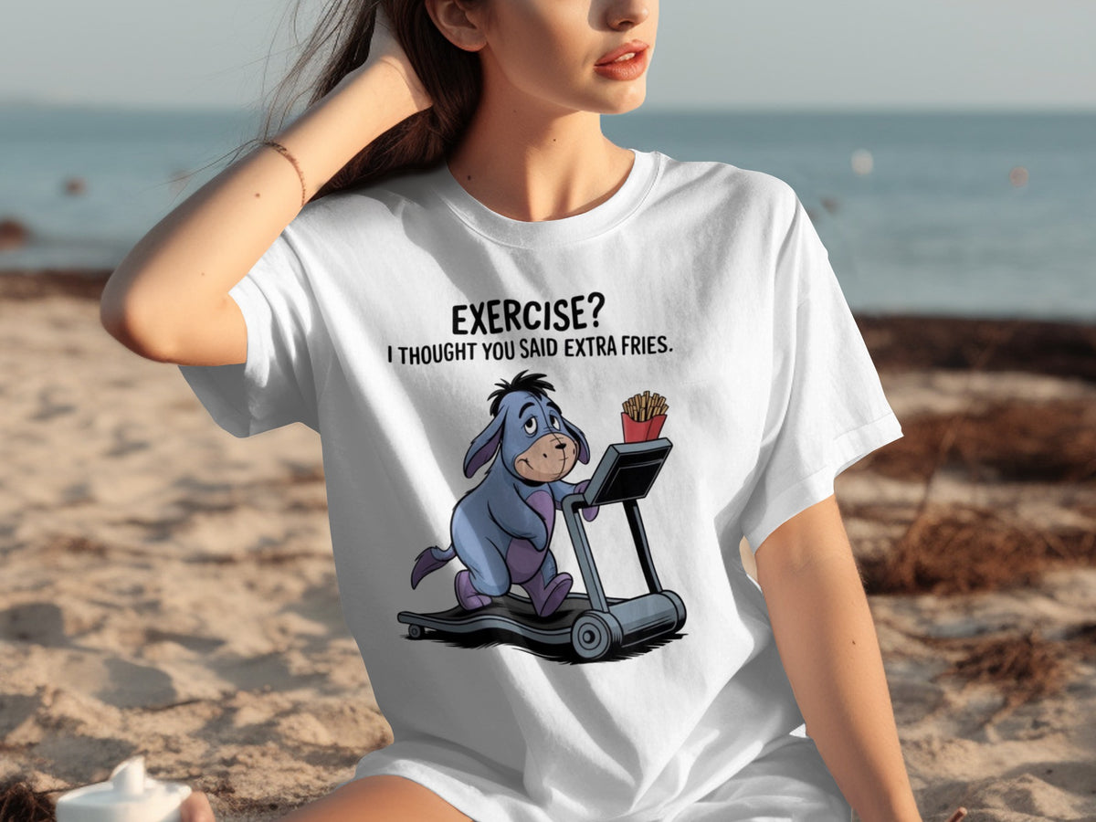 Exercise Fries Funny Printed Graphic T-shirt