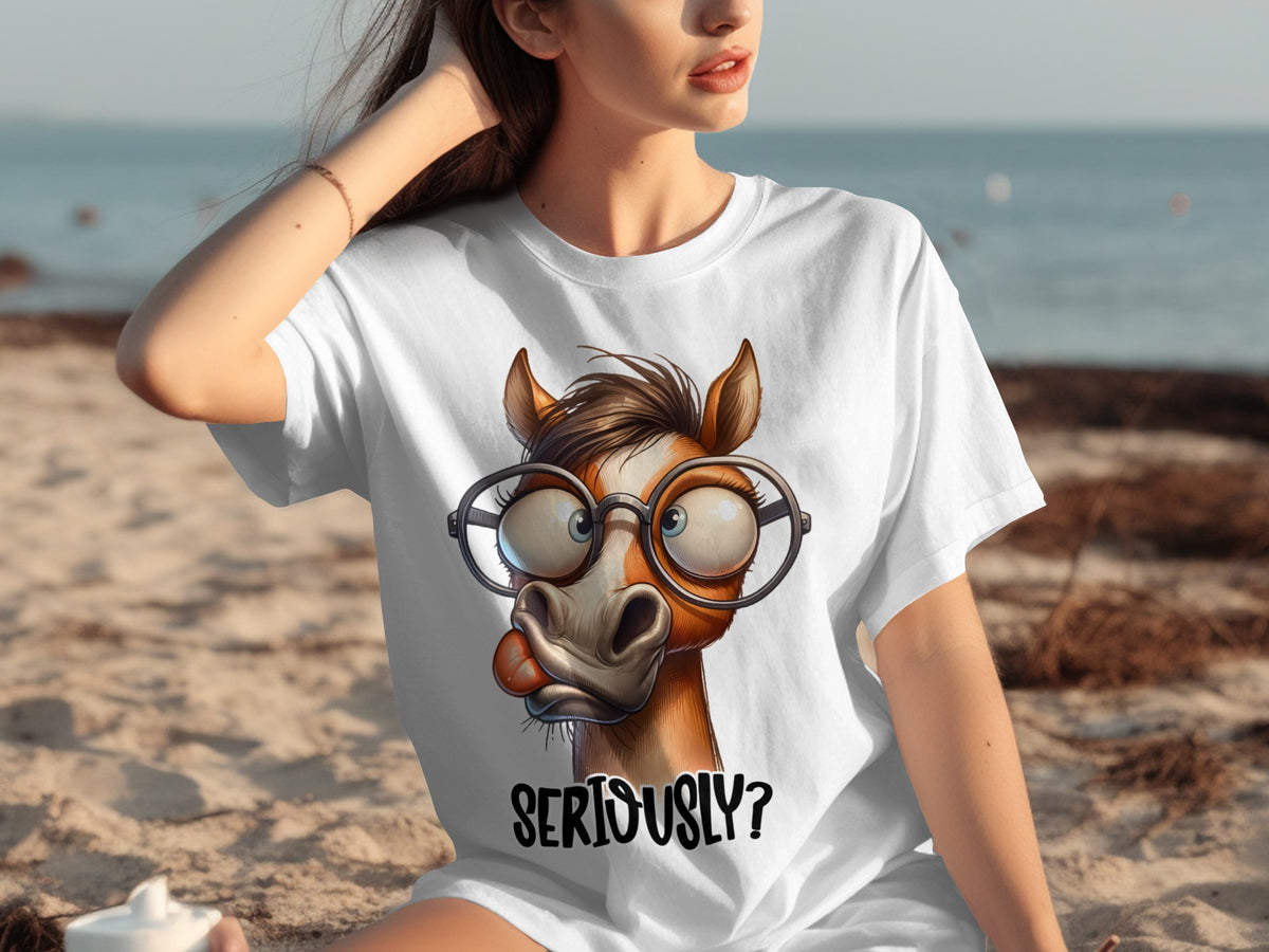 Hilarious Horse with Glasses Seriously? Graphic T-Shirt