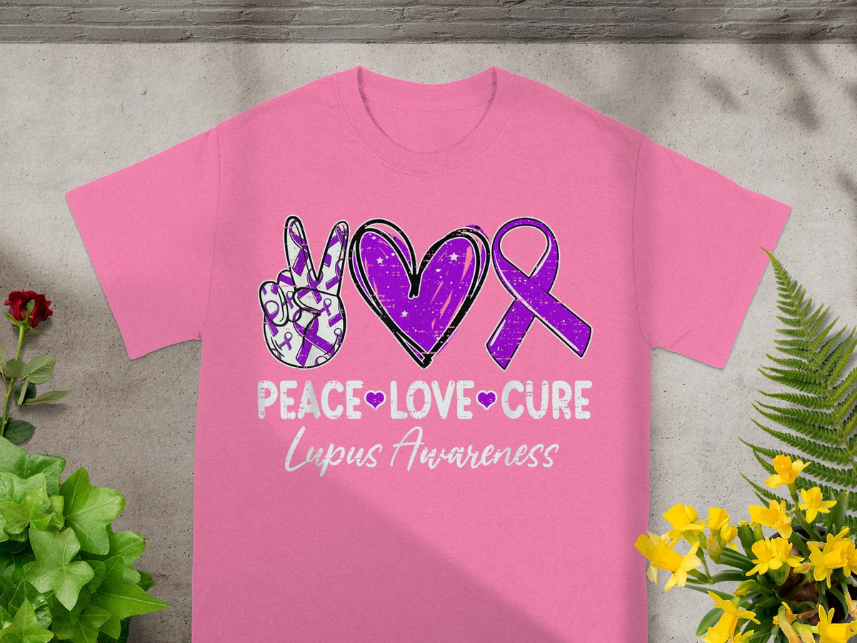 Peace Love Cure Lupus Awareness Graphic Shirt