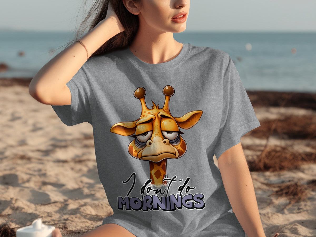 Funny Giraffe I Don't Do Mornings Graphic T-Shirt