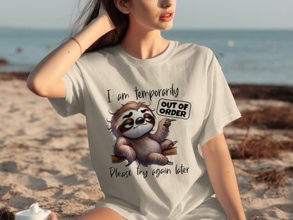 Funny Out of Order Sloth Graphic T-Shirt for Women
