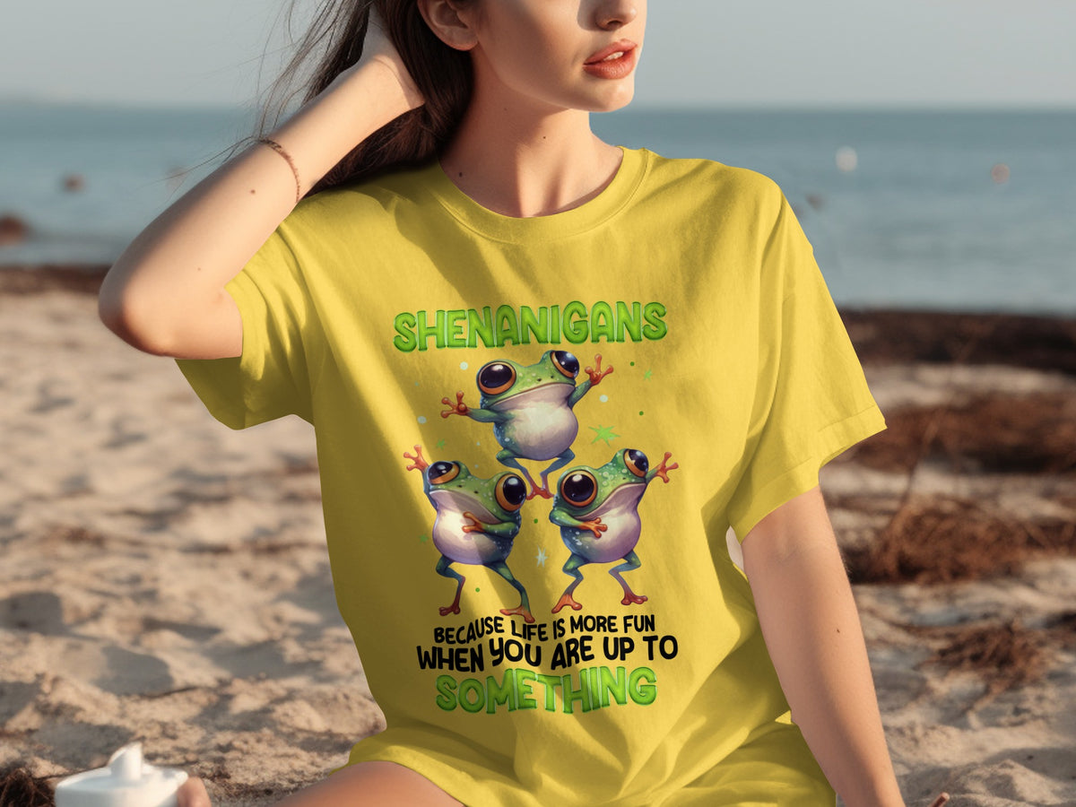 Shenanigans Because Life Fun Frog Graphic T-Shirt