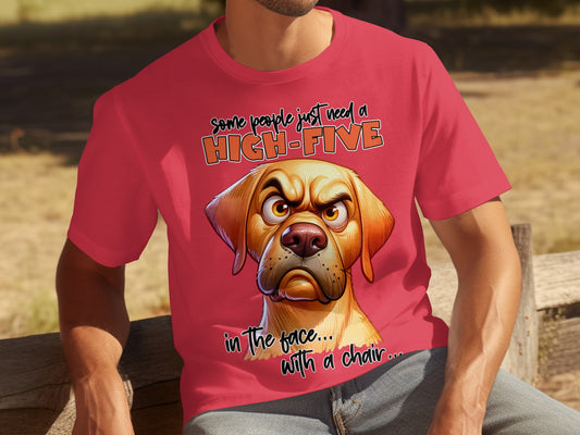 High-Five Face Chair Dog Graphic T-Shirt