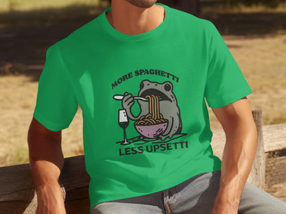 More Spaghetti Less Upsetti Funny Frog T-Shirt