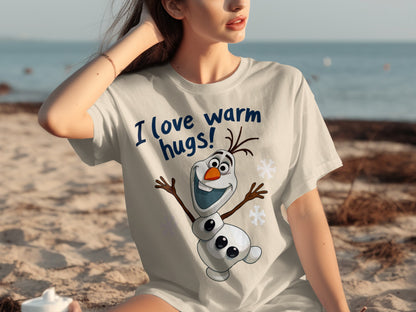 I love warm hugs! Olaf tee for beach and casual wear