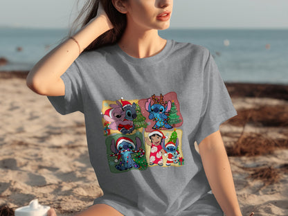 Cute Holiday Cartoon Characters Graphic T-shirt