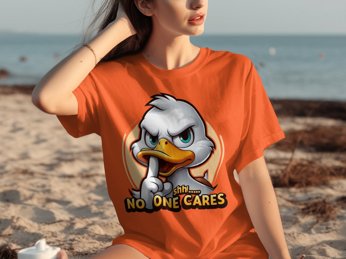 Funny No One Cares Duck Shhh Graphic T-Shirt
