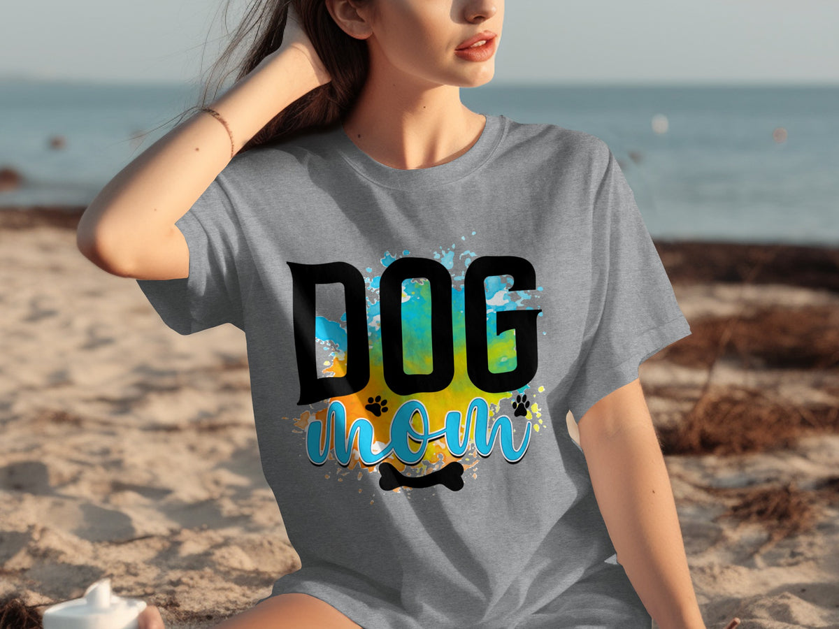Colorful Dog Mom Graphic Short Sleeve Tee