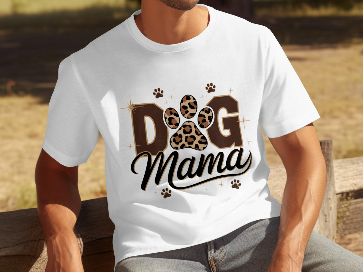 Stylish Dog Mama T-Shirt with Leopard Print Paw Design